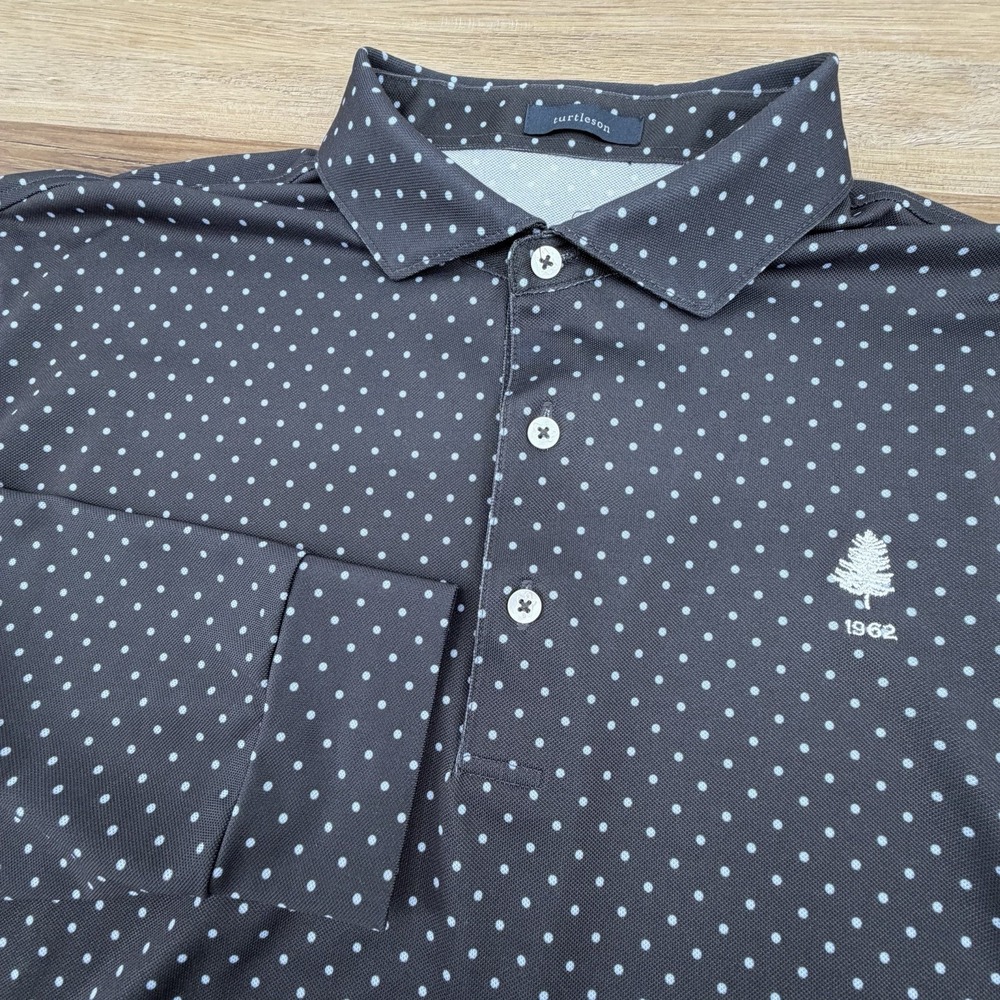 Turtleson Golf Polo Shirt Men Sz XL Long Sleeve Performance Stretch Collared Dot